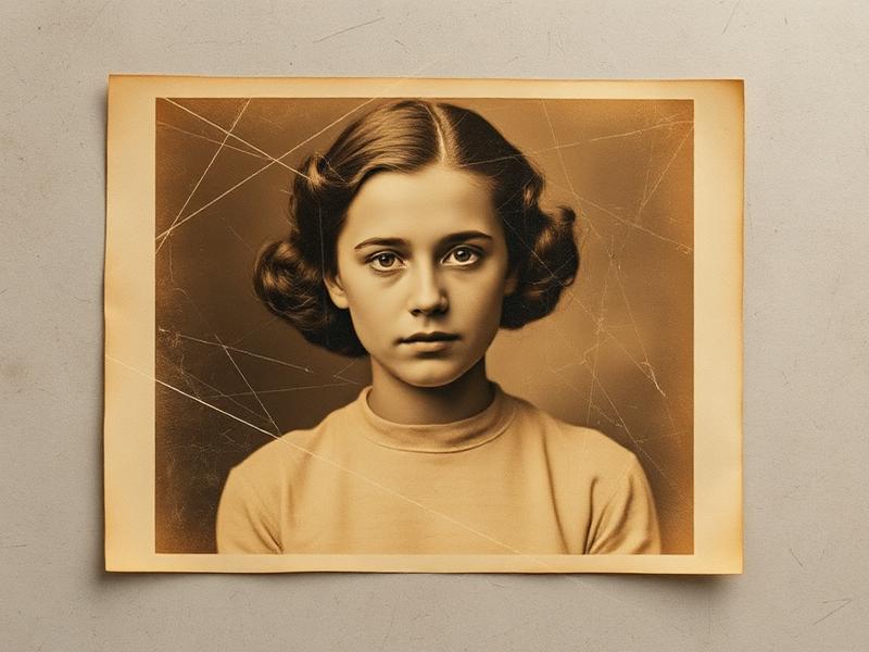 Vintage portrait print covered in deep surface scratches