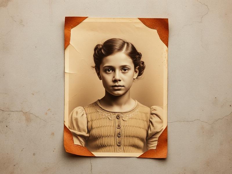 Old family photo with water stains and warped edges